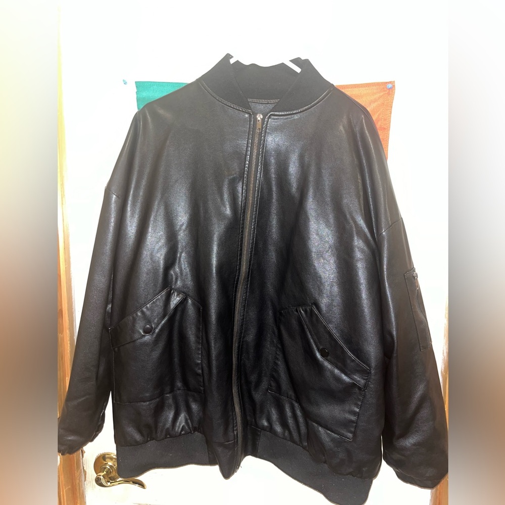 Edikted Leather Bomber Jacket
